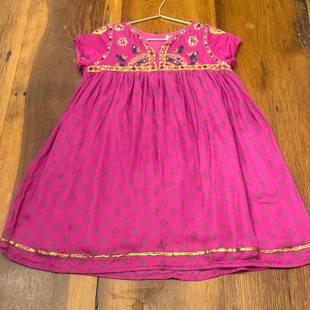 Pink Chicken Fuchsia Dress with Gold Accents